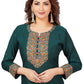 Straight Salwar Suit Chanderi Green Embroidered Salwar Kameez