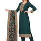 Straight Salwar Suit Chanderi Green Embroidered Salwar Kameez