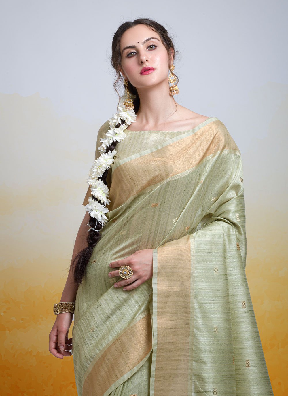 Trendy Saree Cotton Silk Green Woven Saree