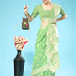 Trendy Saree Cotton Lucknowi Green Chikankari Work Saree