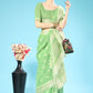 Trendy Saree Cotton Lucknowi Green Chikankari Work Saree
