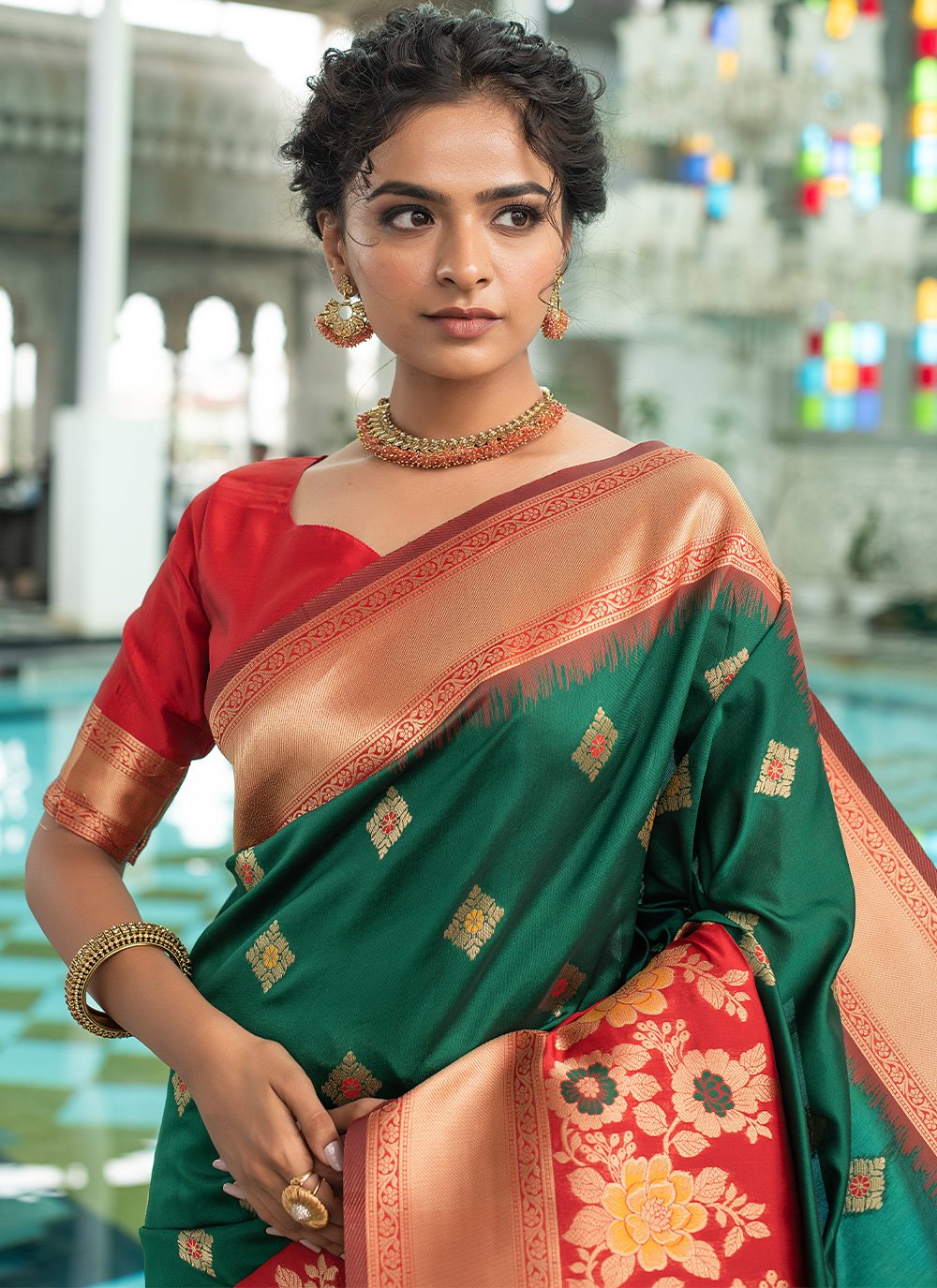 Trendy Saree Silk Green Woven Saree