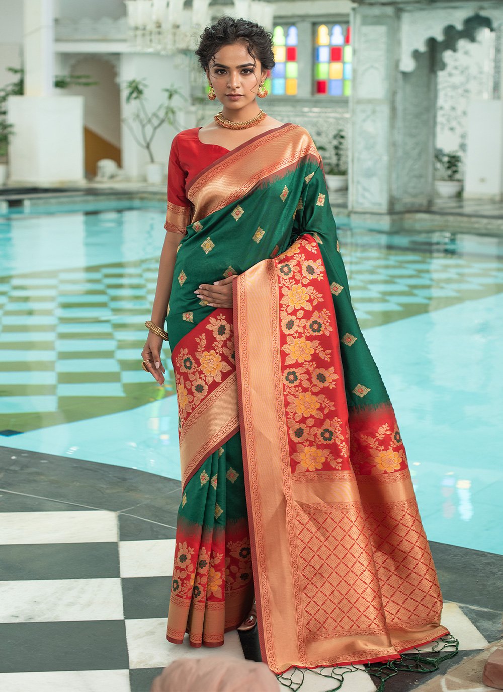 Trendy Saree Silk Green Woven Saree