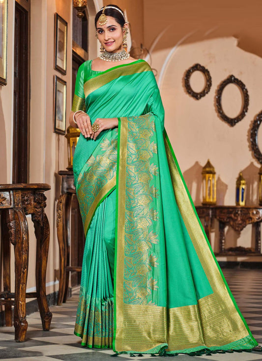 Trendy Saree Silk Green Woven Saree