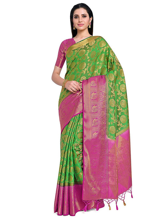 Classic Kanjivaram Silk Green Zari Saree