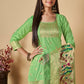 Floor Lenght Salwar Suit Banarasi Silk Green Woven Salwar Kameez
