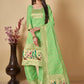 Floor Lenght Salwar Suit Banarasi Silk Green Woven Salwar Kameez
