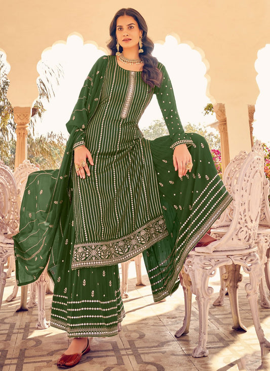 Salwar Suit Georgette Green Diamond Salwar Kameez