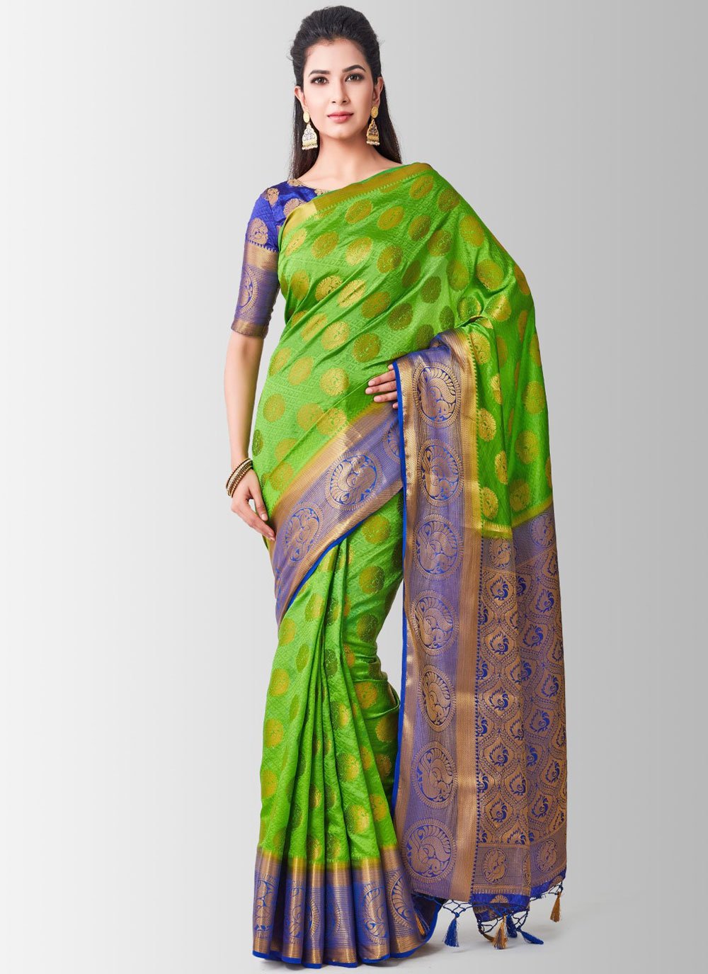 Classic Kanjivaram Silk Green Zari Saree