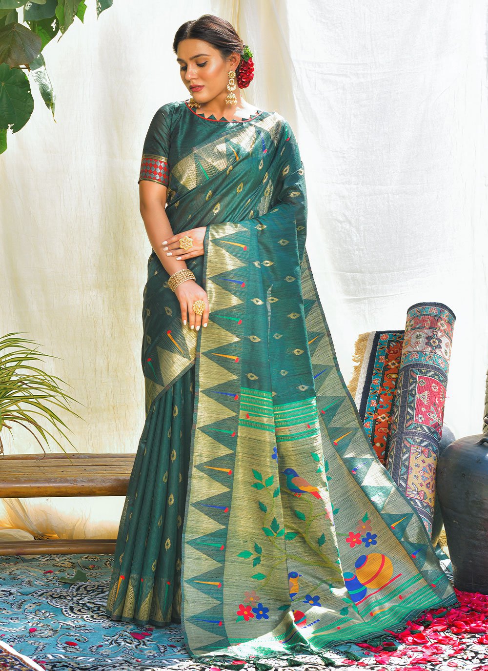 Classic Silk Green Woven Saree