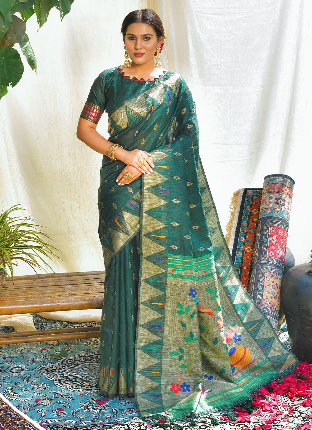 Classic Silk Green Woven Saree