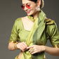 Trendy Saree Raw Silk Green Patch Border Saree