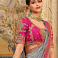 Classic Fancy Fabric Grey Pink Embroidered Saree