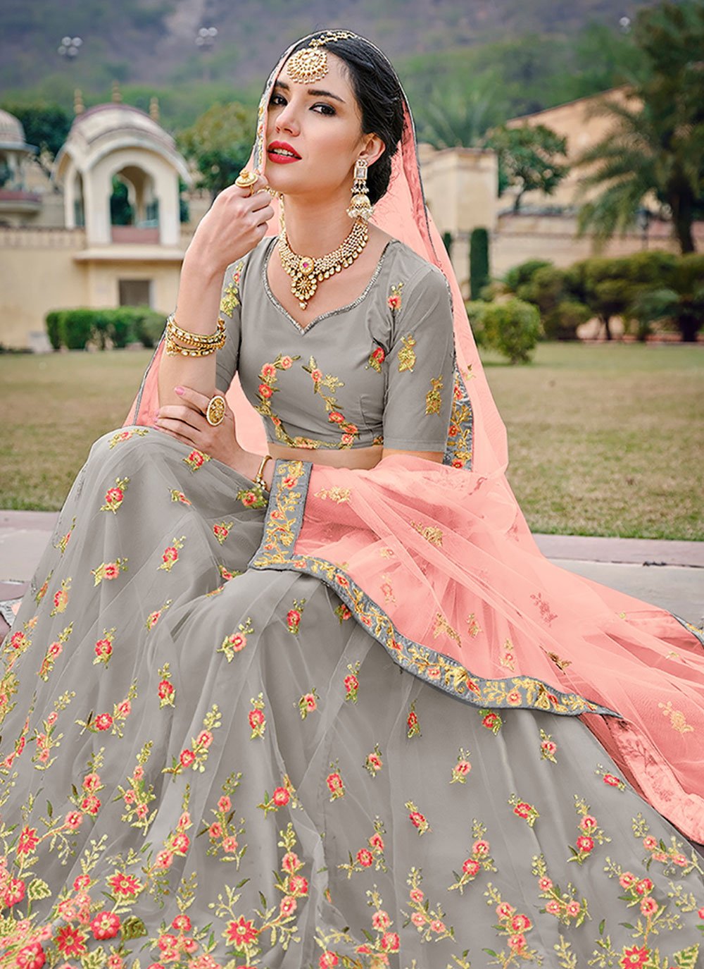 Lehenga Choli Net Satin Silk Grey Pink Diamond Lehenga Choli Kajols Indian Pakistani Fashion Tailoring