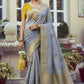 Classic Art Silk Grey Meenakari Saree