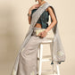 Classic Poly Cotton Grey Embroidered Saree