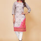 Designer Kurti Faux Crepe Grey Print Kurtis