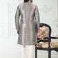 Kurta Pyjama Banarasi Silk Grey Digital Print Mens