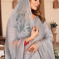 Contemporary Chiffon Grey Stone Saree