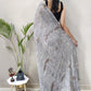 Traditional Saree Chiffon Viscose Grey Weaving Saree