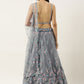 A Line Lehenga Net Grey Embroidered Lehenga Choli