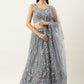 A Line Lehenga Net Grey Embroidered Lehenga Choli