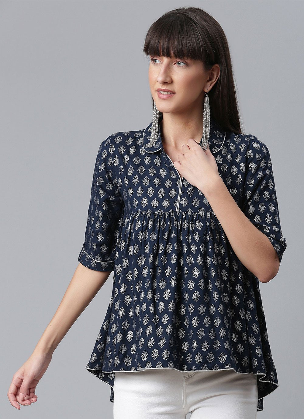 Casual Kurti Rayon Grey Digital Print Kurtis