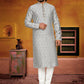 Kurta Pyjama Jacquard Grey Fancy Work Mens