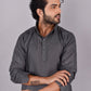 Kurta Pyjama Cotton Grey Plain Mens