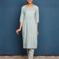 Pant Style Suit Cotton Grey Print Salwar Kameez