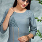 Party Wear Kurti Rayon Grey Print Kurtis
