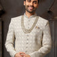 Sherwani Art Silk Grey Machine Embroidery Mens