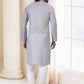 Kurta Pyjama Cotton Grey Fancy Work Mens