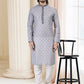 Kurta Pyjama Cotton Grey Fancy Work Mens