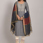 Designer Floor Lenght Salwar Suit Rayon Viscose Grey Embroidered Salwar Kameez