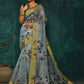 Designer Fancy Fabric Grey Digital Print Saree