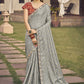 Classic Silk Grey Embroidered Saree