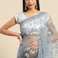 Contemporary Net Grey Embroidered Saree