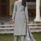 Straight Salwar Suit Cotton Grey Embroidered Salwar Kameez