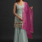 Palazzo Salwar Suit Faux Georgette Grey Embroidered Salwar Kameez