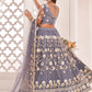 Lehenga Choli Net Grey Embroidered Lehenga Choli