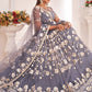 Lehenga Choli Net Grey Embroidered Lehenga Choli