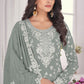 Pakistani Salwar Suit Chiffon Chinon Grey Embroidered Salwar Kameez