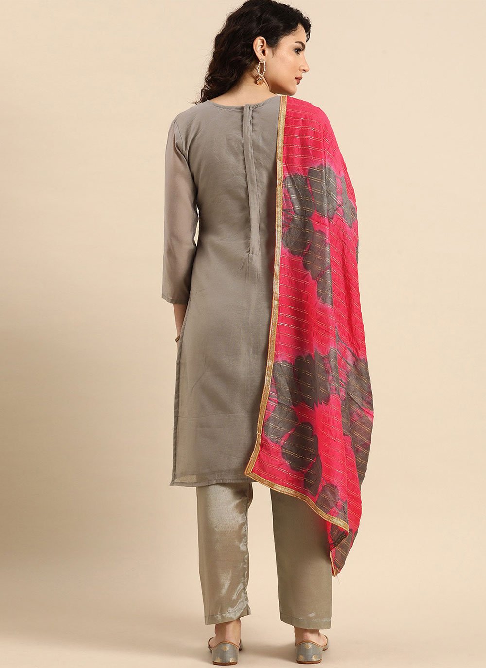 Salwar Suit Silk Grey Embroidered Salwar Kameez