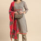 Salwar Suit Silk Grey Embroidered Salwar Kameez