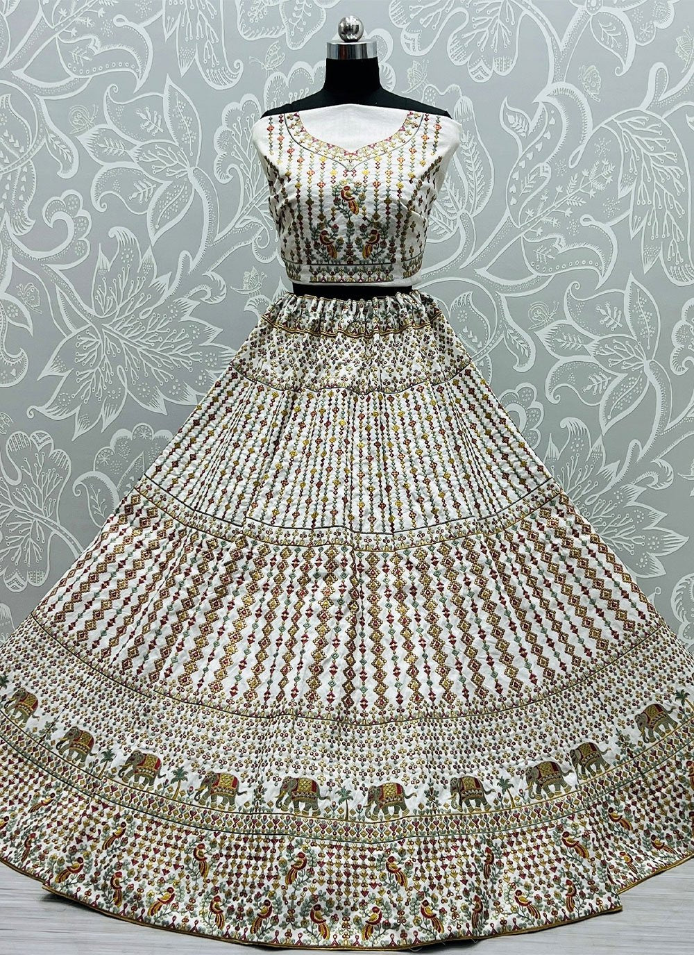 Lehenga Choli Silk Grey Embroidered Lehenga Choli