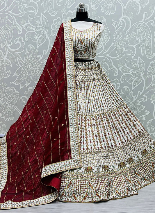 Lehenga Choli Silk Grey Embroidered Lehenga Choli