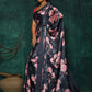 Designer Satin Grey Digital Print Saree