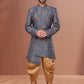 Indo Western Jacquard Grey Fancy Work Mens