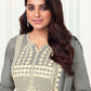 Salwar Suit Chinon Grey Embroidered Salwar Kameez